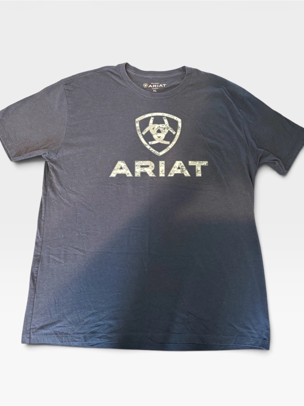 Ariat Men’s XL T-Shirt Black Gray Camo Logo Short Sleeve